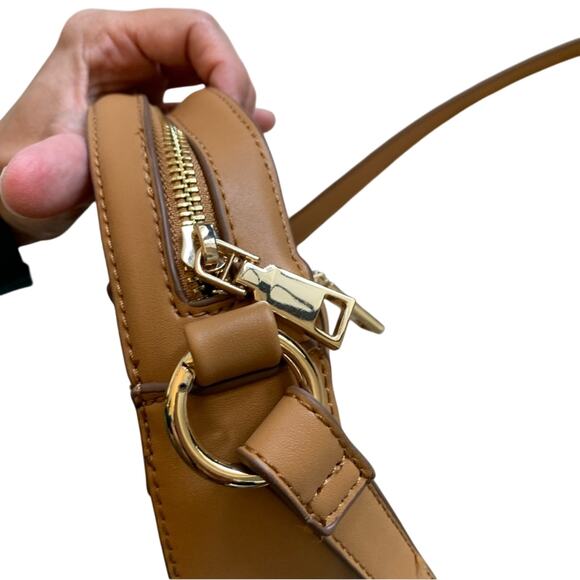 Light Tan Leather Crossbody Round Mini Bag - Picture 8 of 13